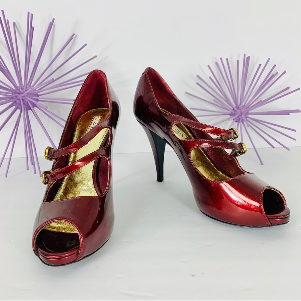 Via Spiga / Patent Wine Color Peep-toe Heel
